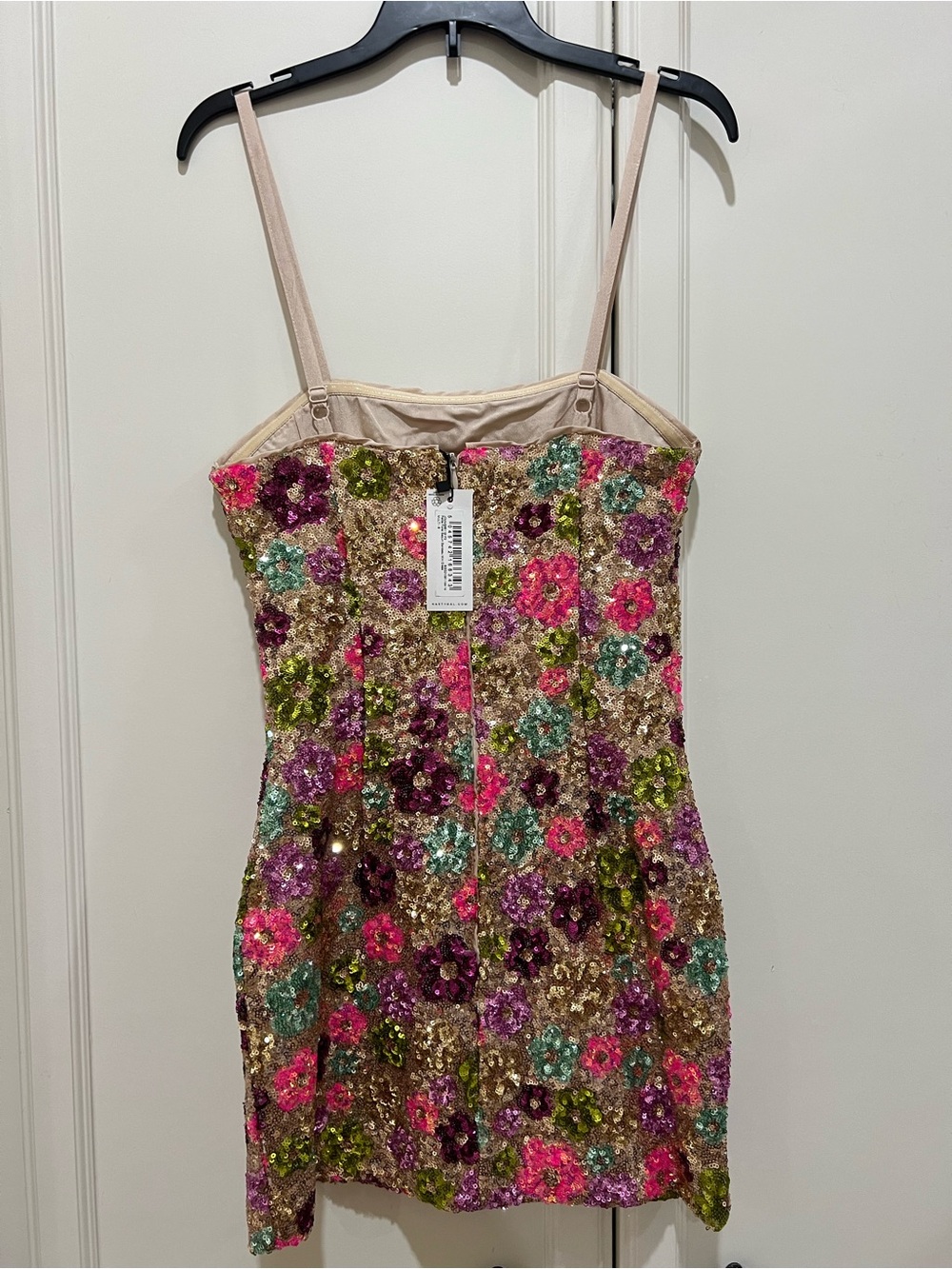 NWT!! Nasty Gal Multicolor Sequin Floral Mini Dress - Picture 3 of 6